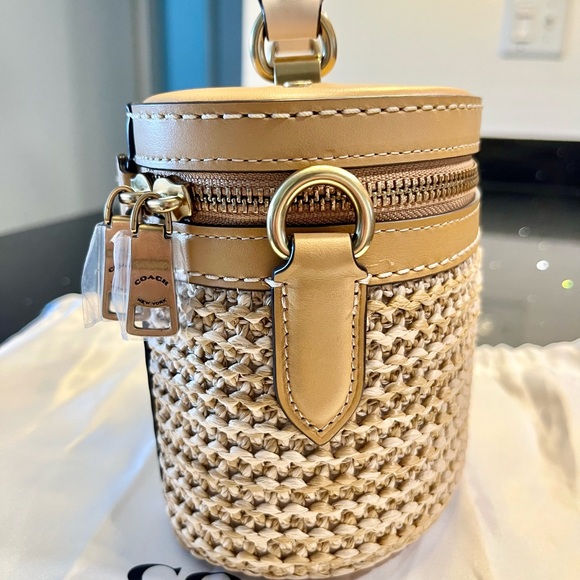 Coach Trail Woven Straw Crossbody Bag - Picture 6 of 13